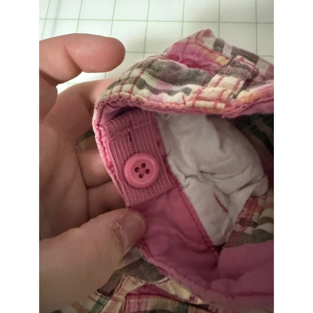 Y2K Girls Gap Pink Patchwork Skirt Adjustable Cotton Denim Plaid 4T Cottagecore